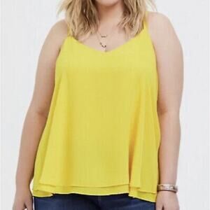Torrid Sophie Chiffon Swing Cami Tank Top Blouse Yellow Size 5